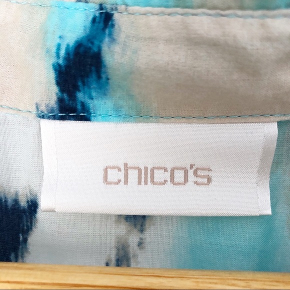 Chico’s Ombré Blue Patterned Top Sz Large. - Picture 10 of 10